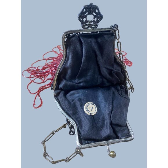 Antique Czech Beaded Purse – 1920s Art Deco Handbag with Original Frame, Chain & - Picture 8 of 14
